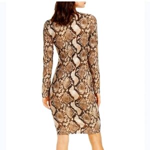 LEITH Snakeskin Print Long Sleeve Dress